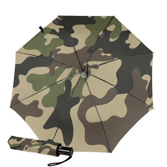 Petit parapluie compact à motif camouflage à l'intérieur