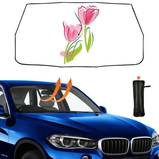 Rosa Blumen Auto Windschutzscheibe Sonnenschutz Regenschirm