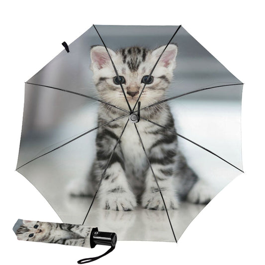 UV Blocking Small Foldable Umbrella With Cute Cat Print Inside
