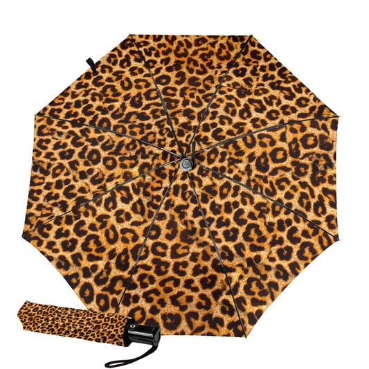 Parapluie de voyage pliable avec imprimé léopard classique à l'intérieur