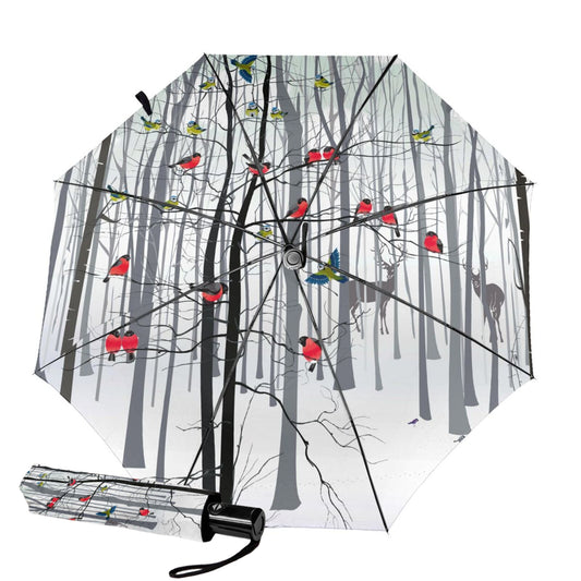 UV Protection Auto Open Auto Close Small Travel Umbrella With Colorful Birds Inside
