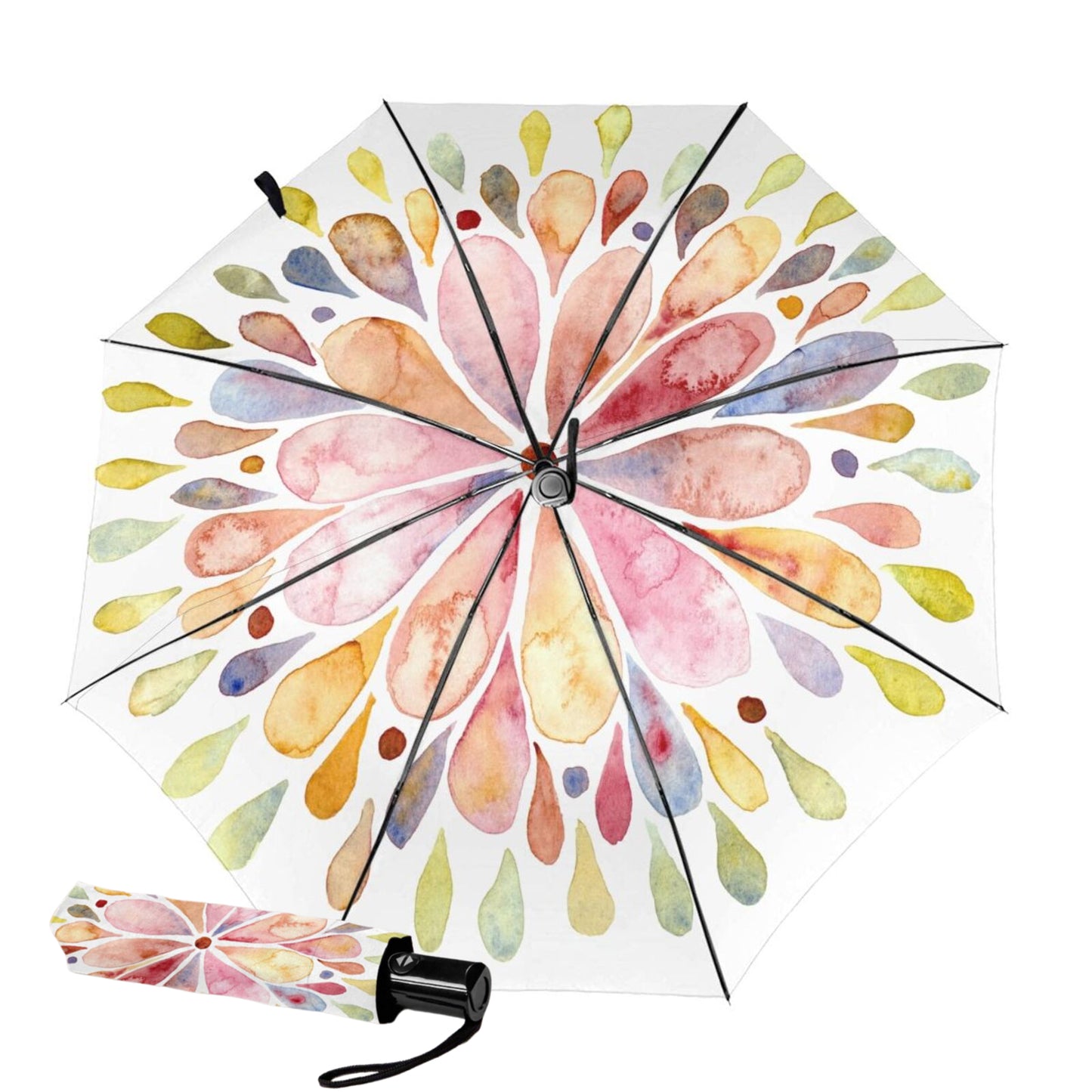 Petit mini parapluie avec motif de pétales à l'intérieur