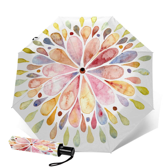 Faltbarer Regenschirm mit Blütenblatt-Print