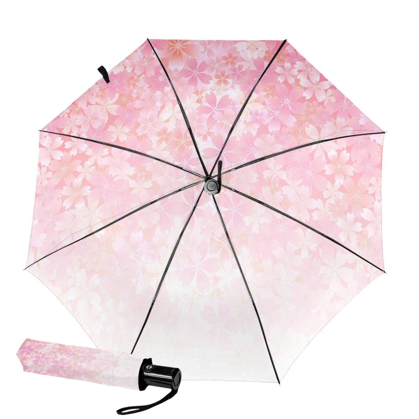 Farbwechselnde Blume im Inneren eines kleinen Taschenschirms