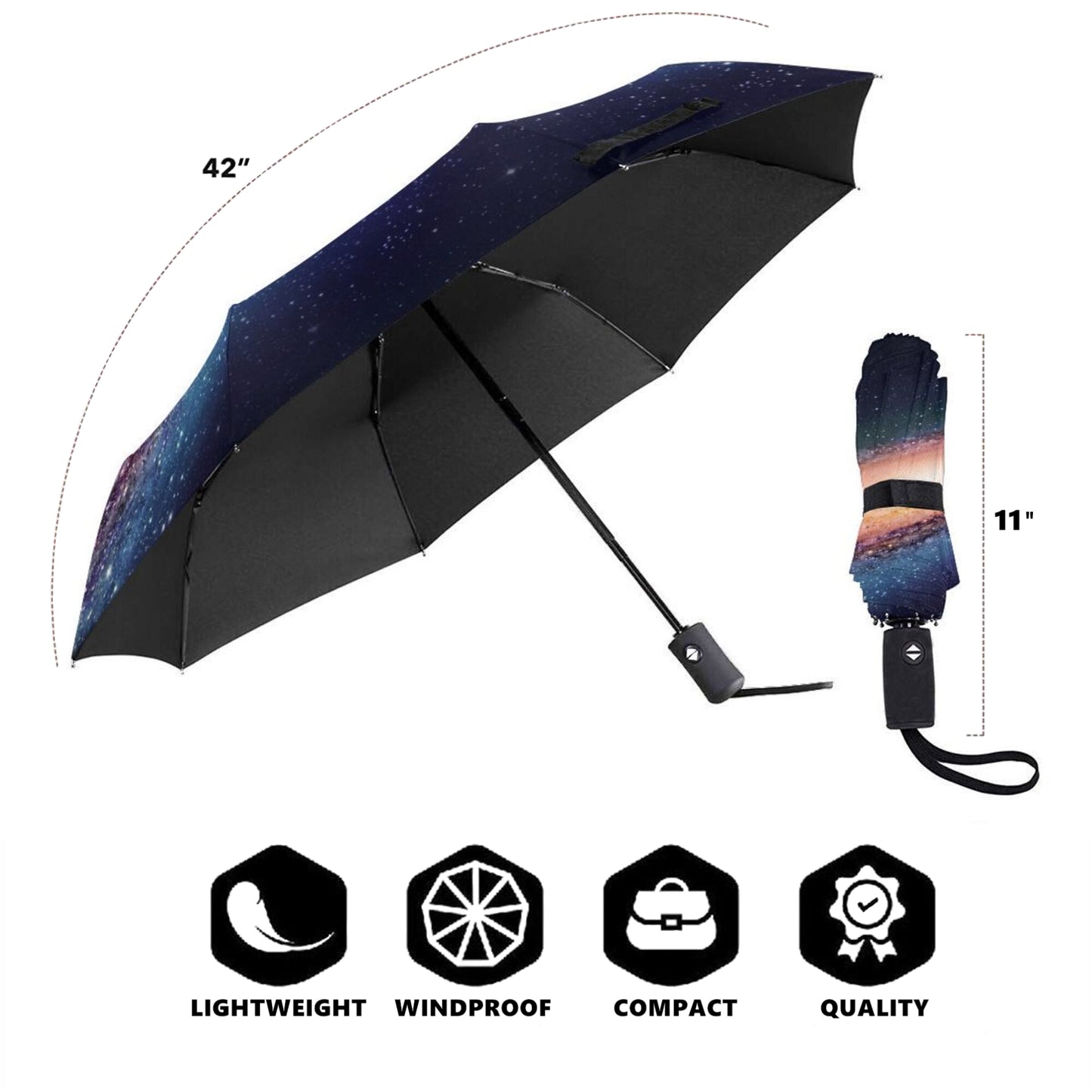 Petit parapluie automatique au design nuit étoilée