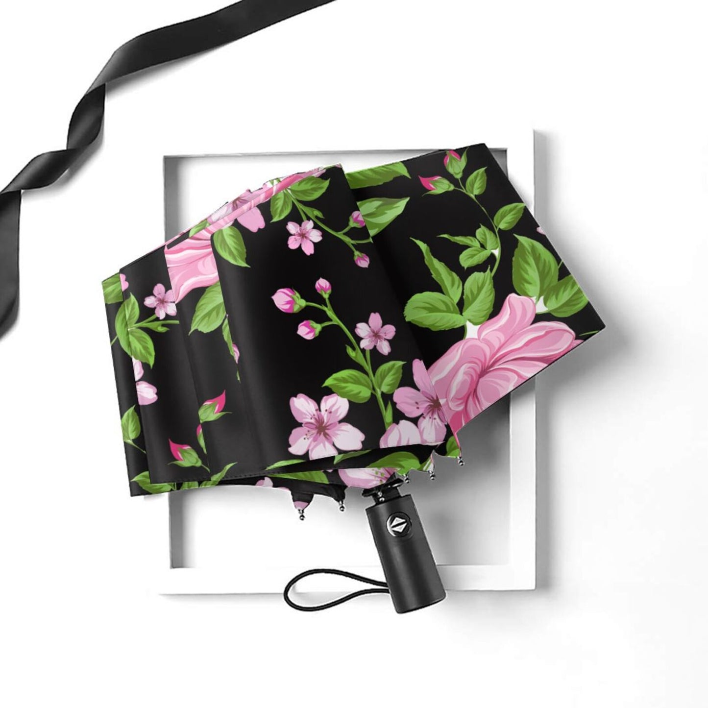 Parapluie compact pliable à imprimé floral