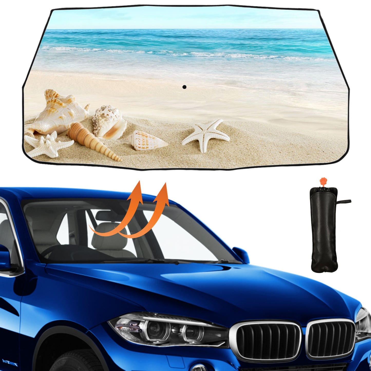 Sonnenschutz für die Windschutzscheibe des Autos mit Muschel-Print