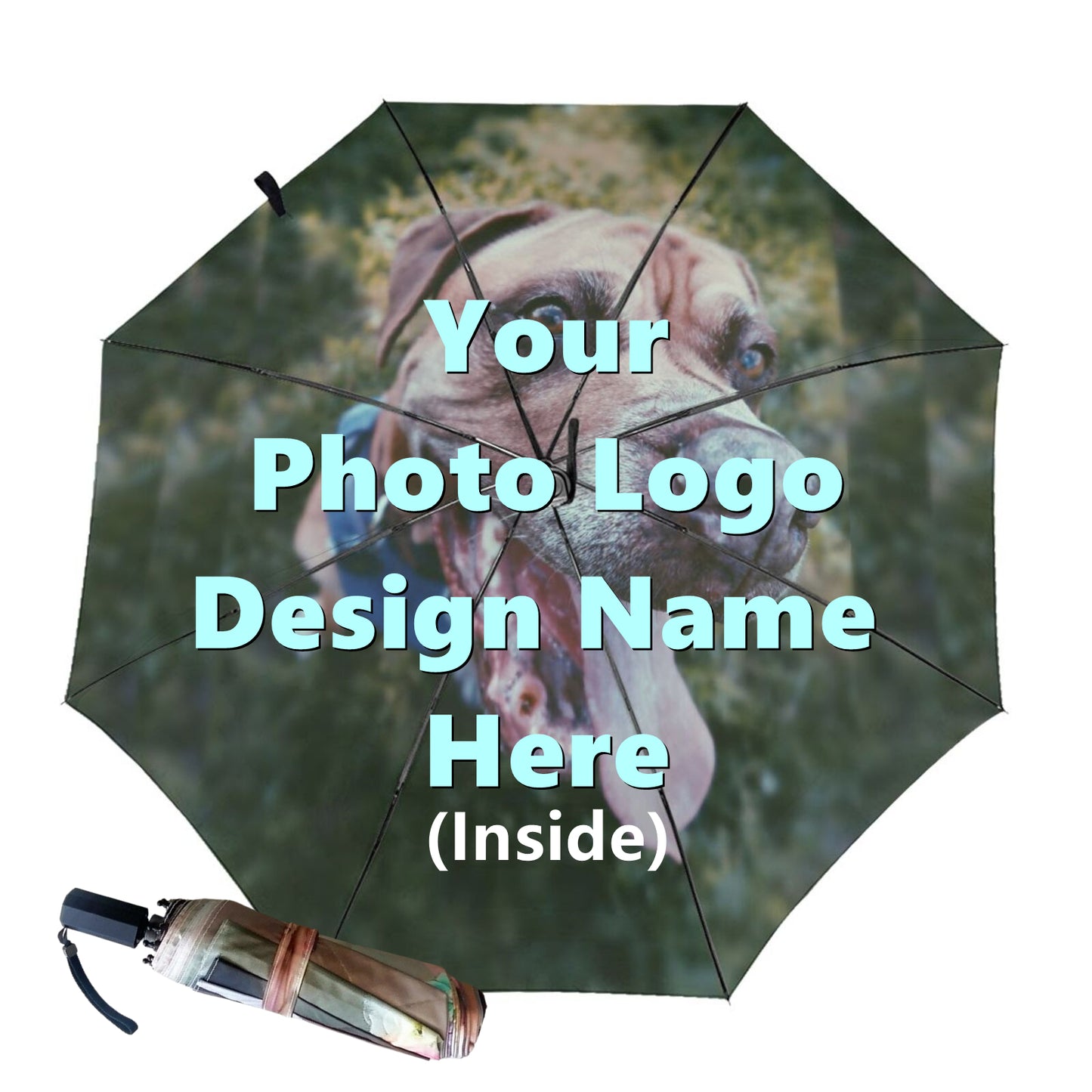 Mini parapluies personnalisés avec logo à l'intérieur
