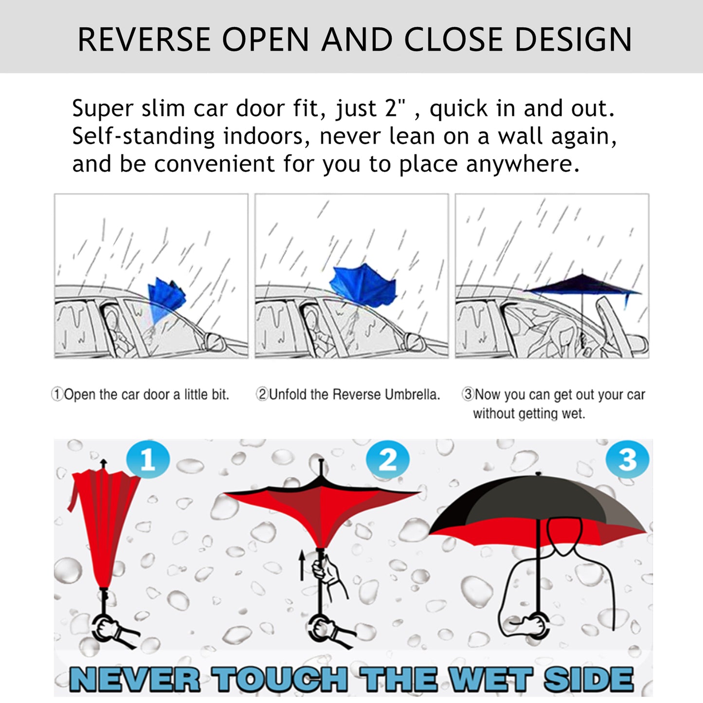 Custom Inverted Umbrella With Outside Print