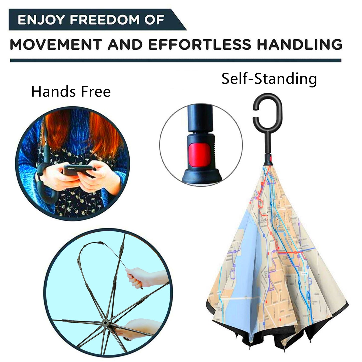 Custom Inverted Umbrella With Outside Print