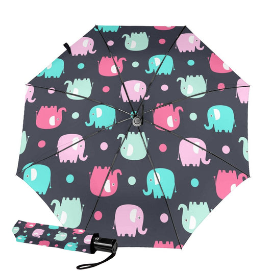 Kleiner Taschenschirm mit niedlichem Elefanten-Print auf der Innenseite