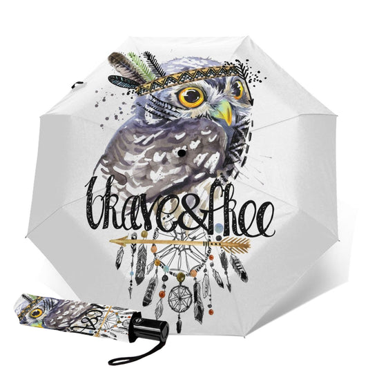 Parapluie compact imprimé hibou mignon
