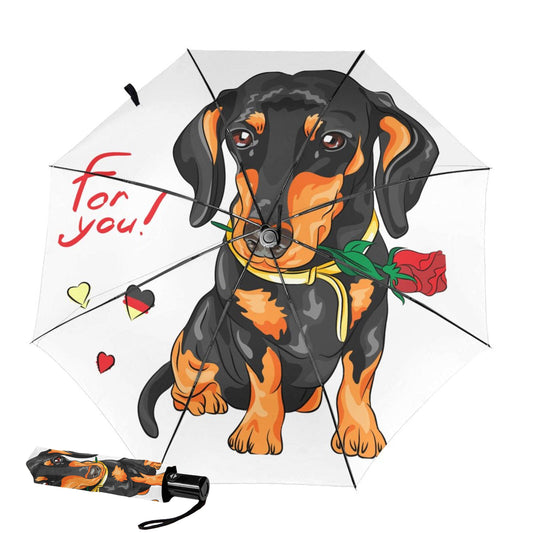 Automatic Folding UV Umbrella With Funny Dog Print Inside