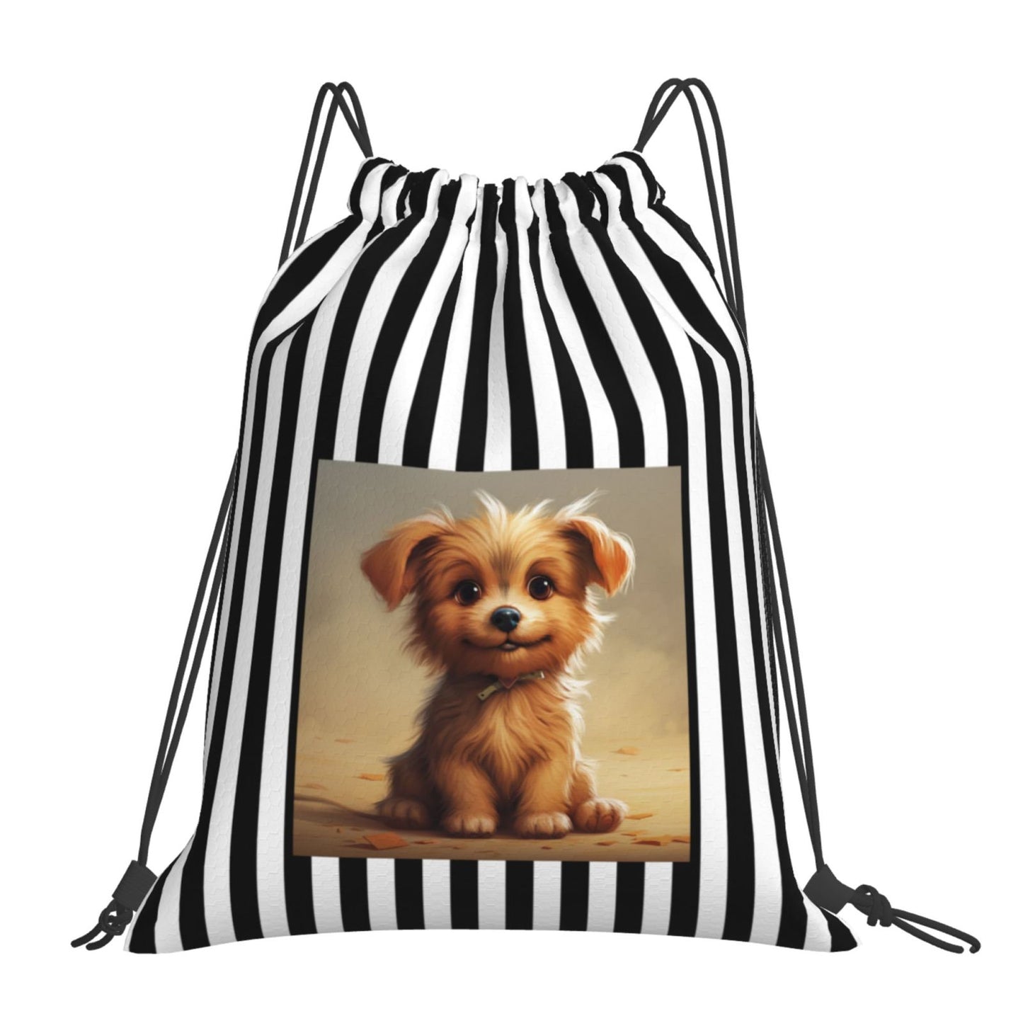 Puppy Drawstring Backpack Bag For Hiking Travel