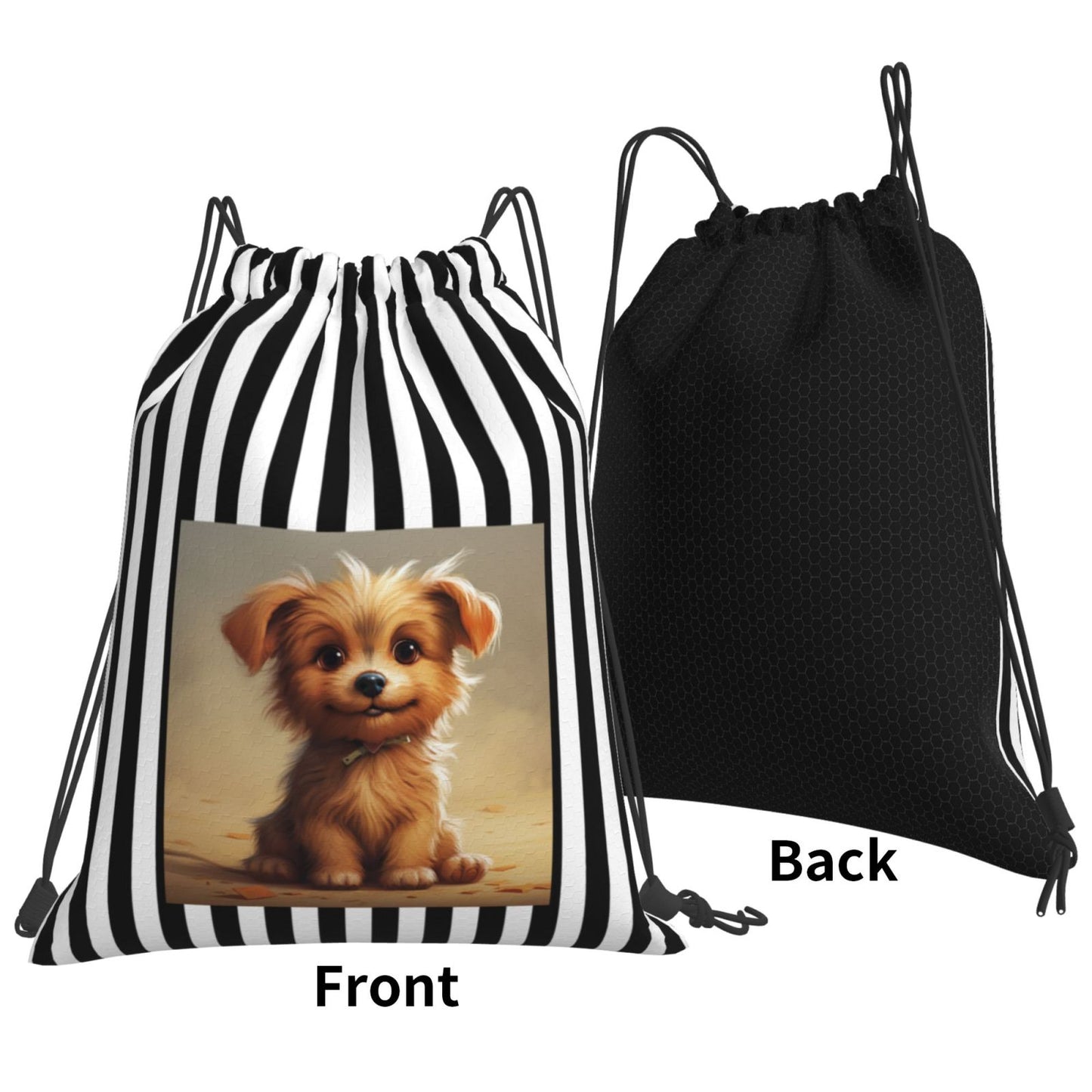 Puppy Drawstring Backpack Bag For Hiking Travel
