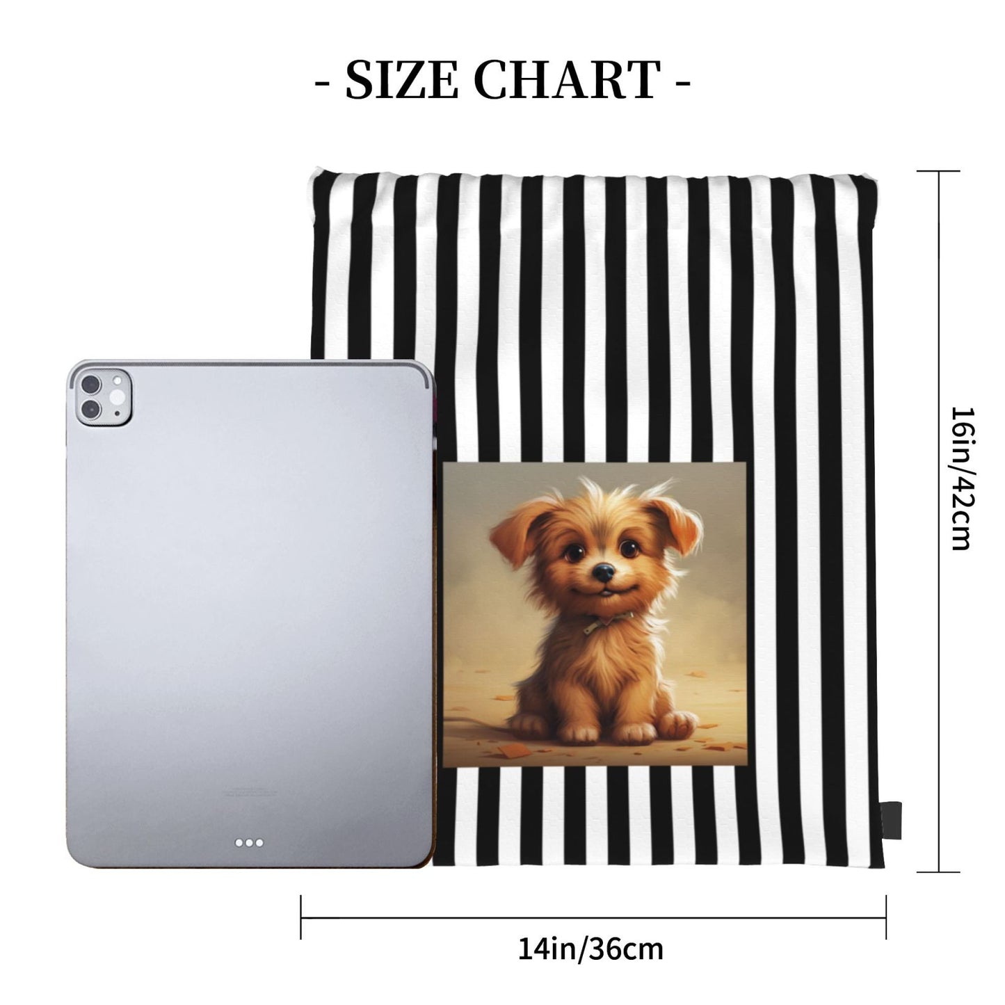 Puppy Drawstring Backpack Bag For Hiking Travel
