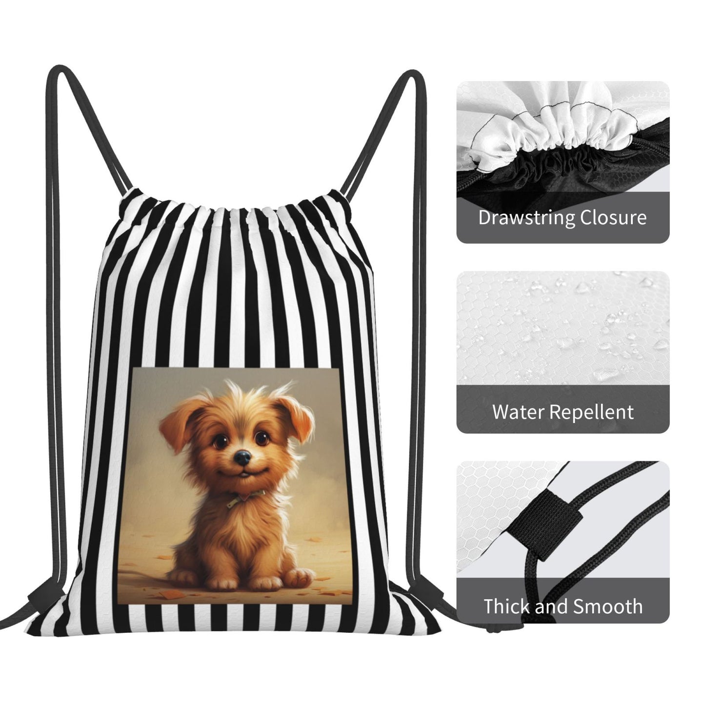 Puppy Drawstring Backpack Bag For Hiking Travel