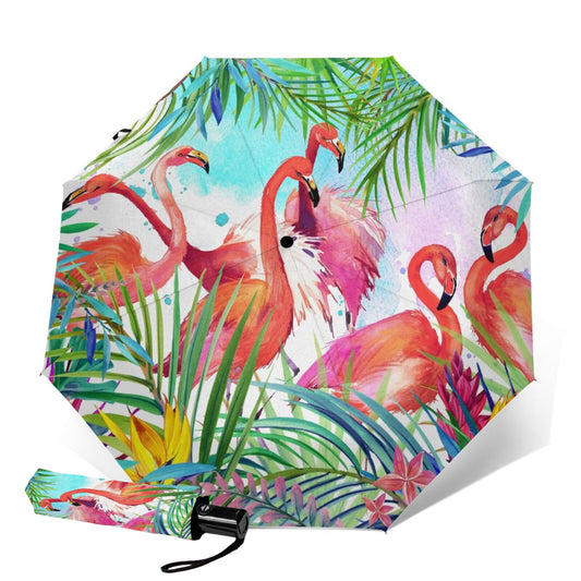 Faltbarer Regenschirm mit rosa Flamingo
