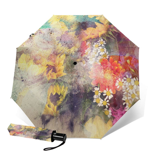 Kompakter Regenschirm mit Blumenmuster für Damen