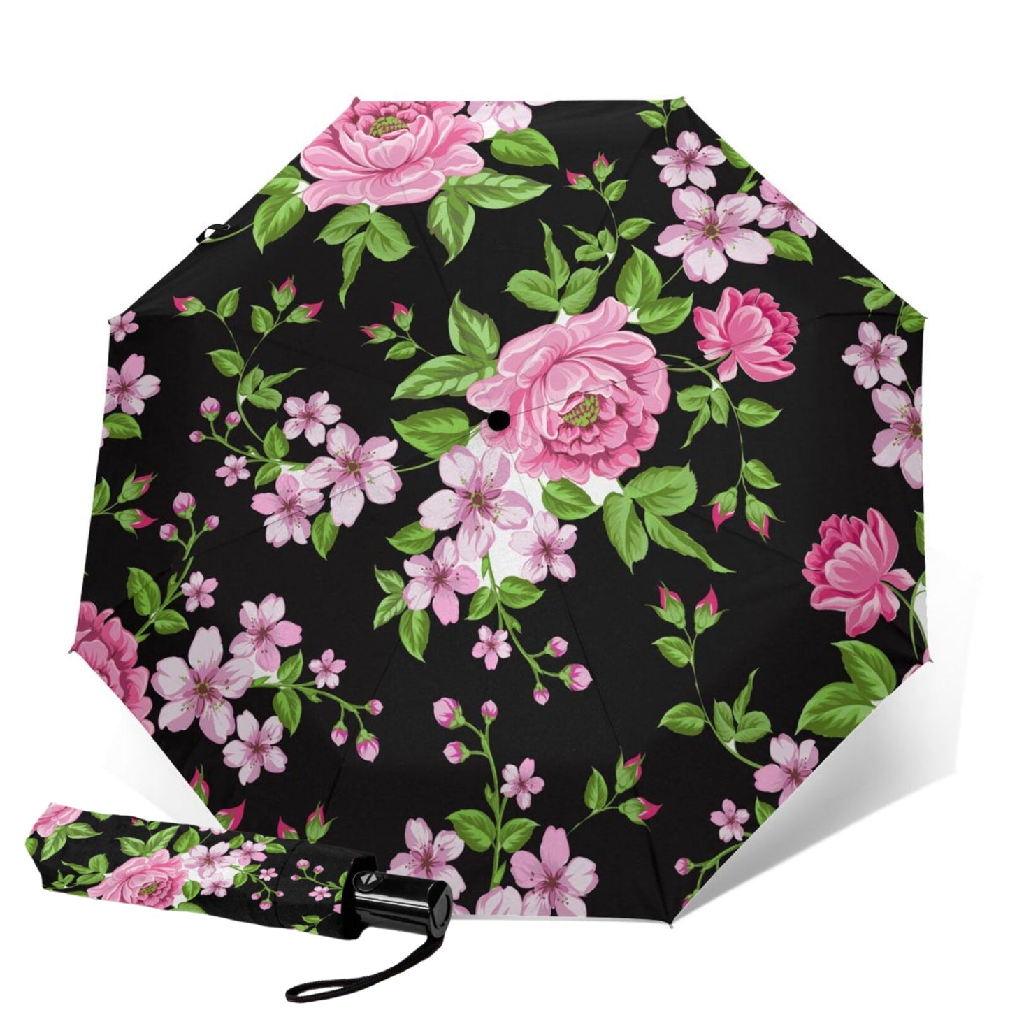 Parapluie compact pliable à imprimé floral