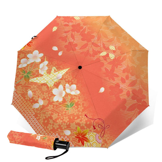 Parapluie compact à fleurs avec grues en papier