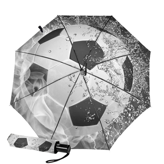 Kompakter Regenschirm mit Fußball-Aufdruck innen