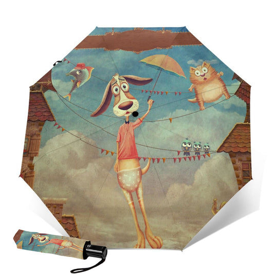 Petit parapluie automatique imprimé amusant