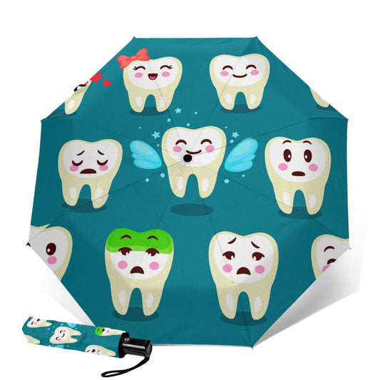 Parapluie compact avec expressions de dents amusantes