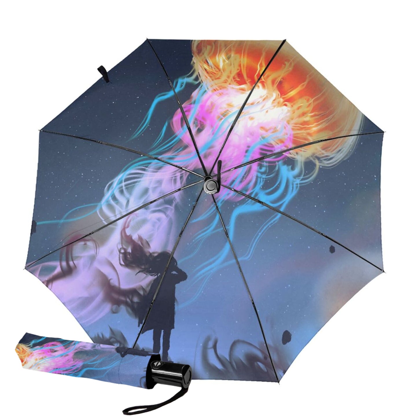 Parapluie pliable à imprimé fille et ciel nocturne
