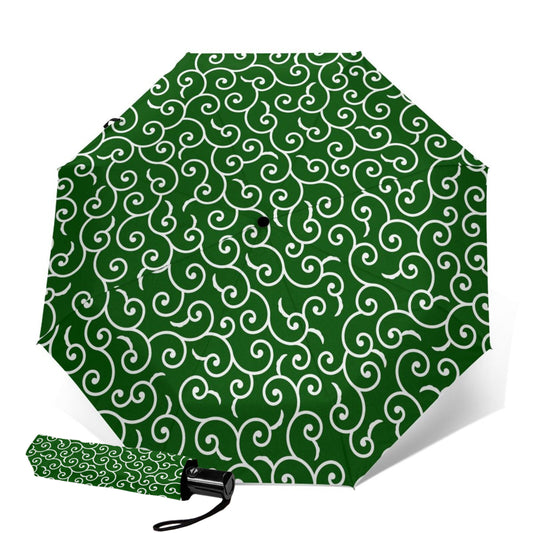 Parapluie pliable vert à motif Karakusa