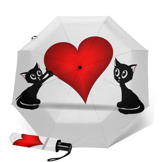 Parapluie compact imprimé cœur