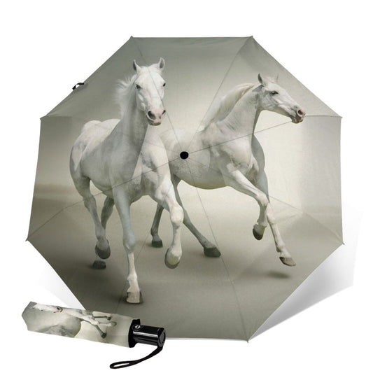 Parapluie compact pliable à imprimé cheval
