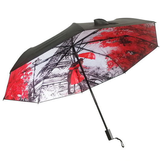 Eiffel Tower Printed Manual Compact Umbrella