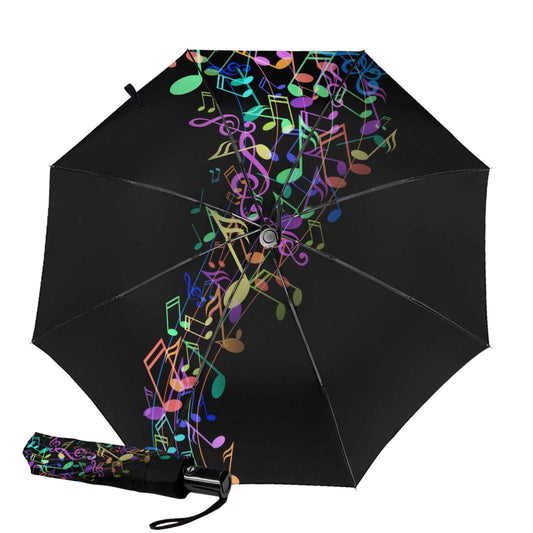 Auto Open Auto Close Small Foldable Umbrella With Musical Note Design Inside