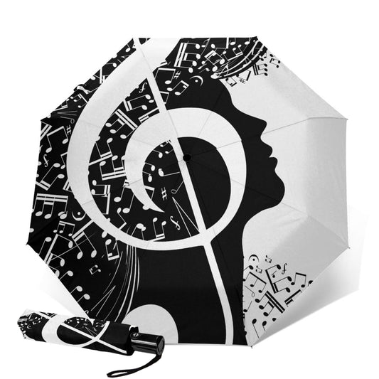 Parapluie de voyage compact pour fille avec notes de musique
