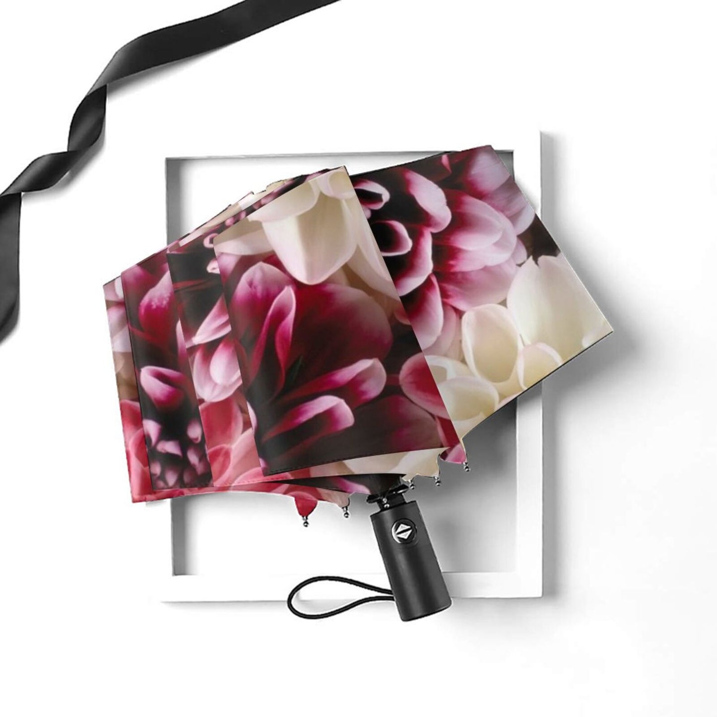 Parapluie compact imprimé de belles fleurs