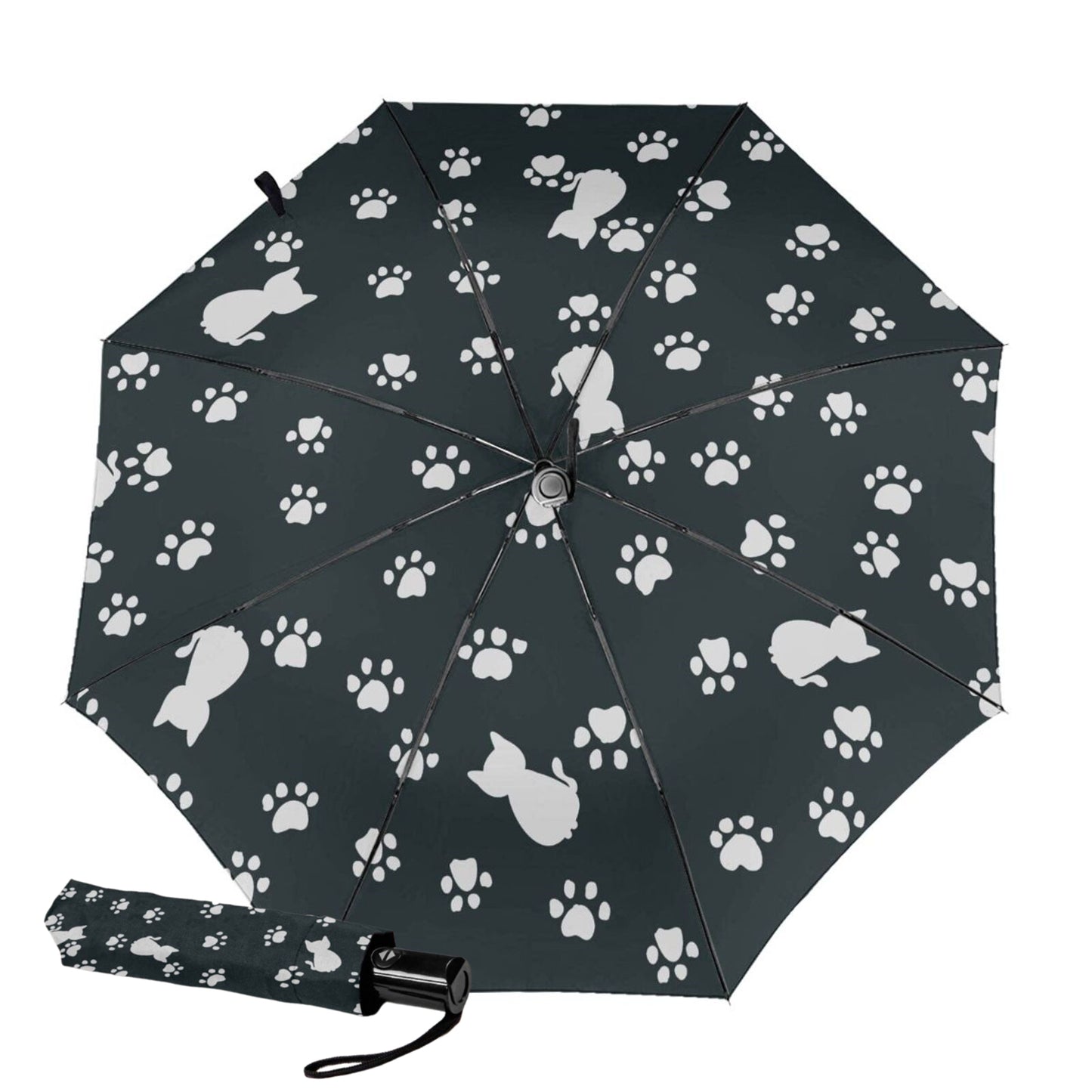 Parapluie compact anti-UV avec empreinte de patte à l'intérieur