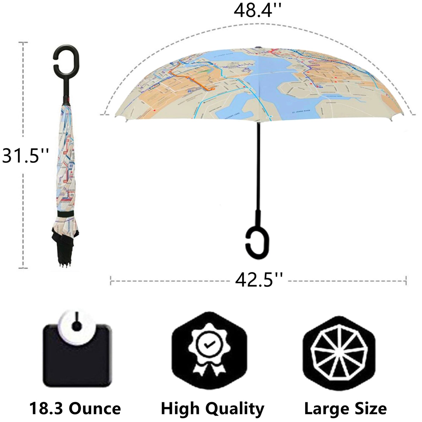Custom Inverted Umbrella With Outside Print