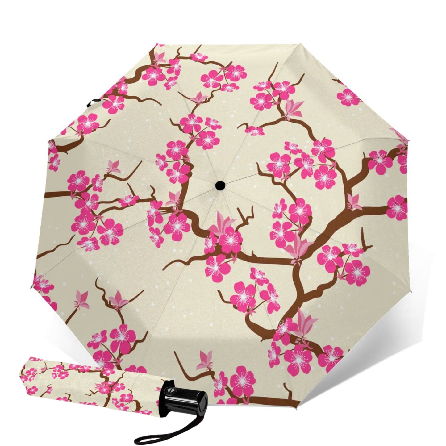 Parapluie compact à fleurs de prunier