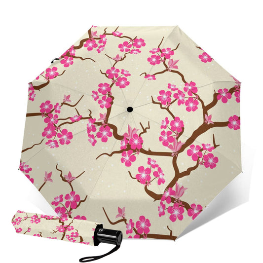 Parapluie compact à fleurs de prunier