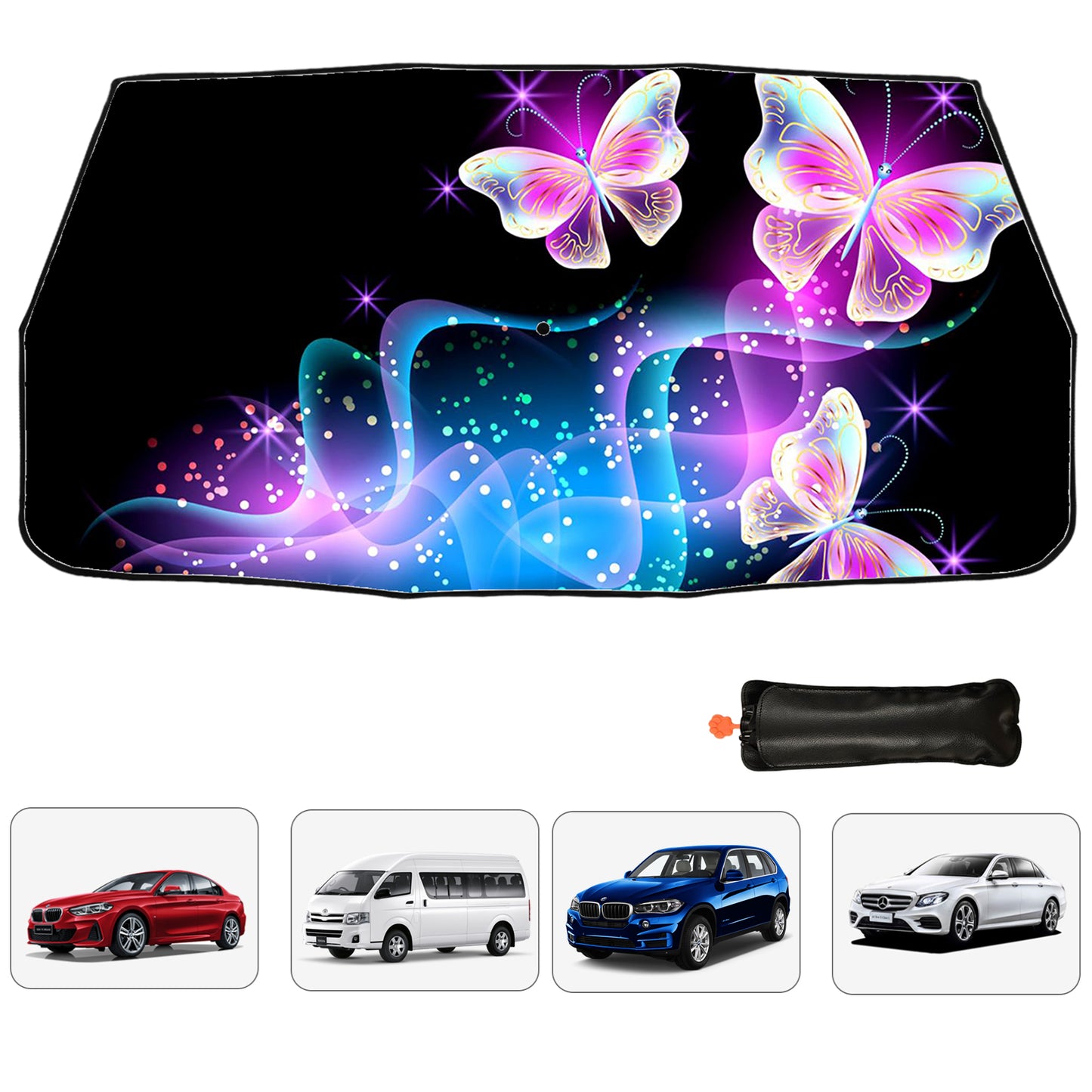 Auto-Sonnenschutz im Regenschirm-Stil mit Schmetterlings-Design