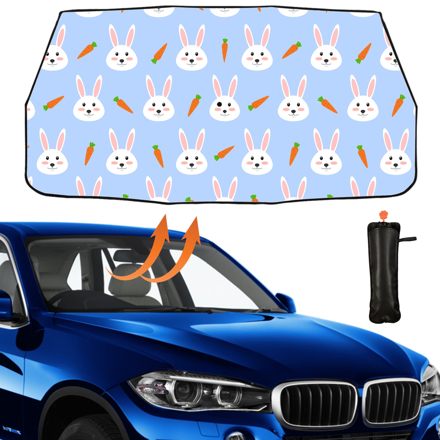 Pare-brise pare-soleil style parapluie lapin mignon