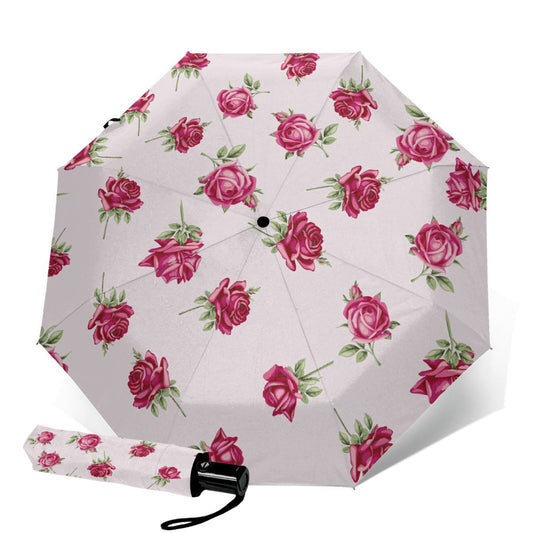 Parapluie pliant à fleurs rouges pour femme