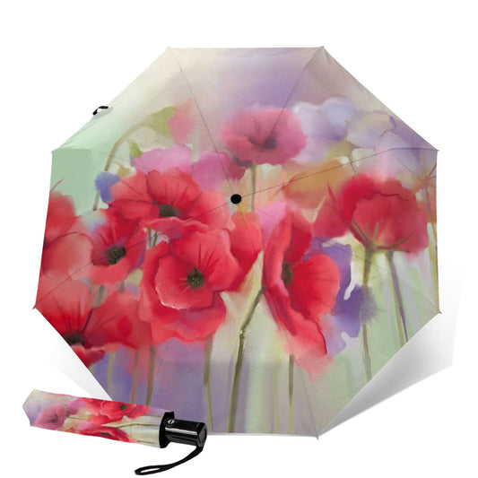 Roter Blumen-Faltschirm für Damen