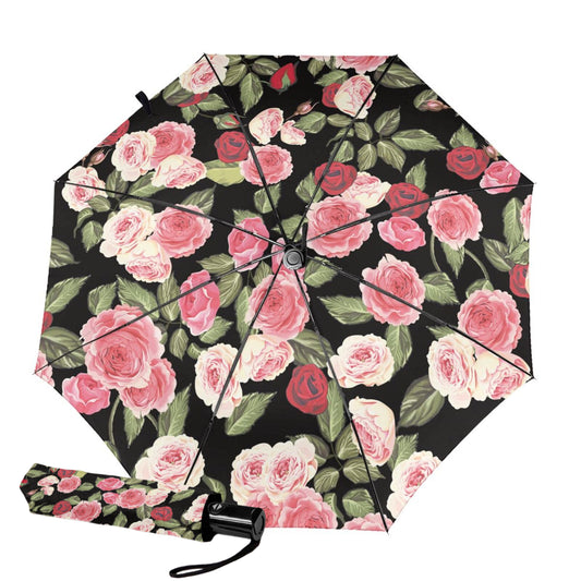 Automatic Open And Close Foldable Small Mini Umbrella With Red Rose Inside