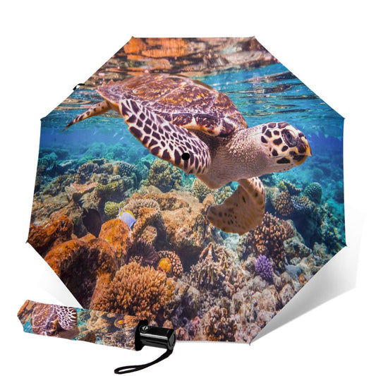 Parapluie pliable compact et amusant en forme de tortue de mer