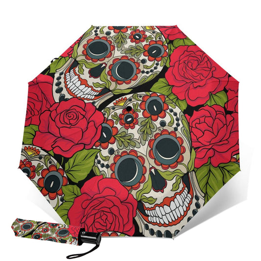 Faltbarer Regenschirm mit Totenkopf-Print
