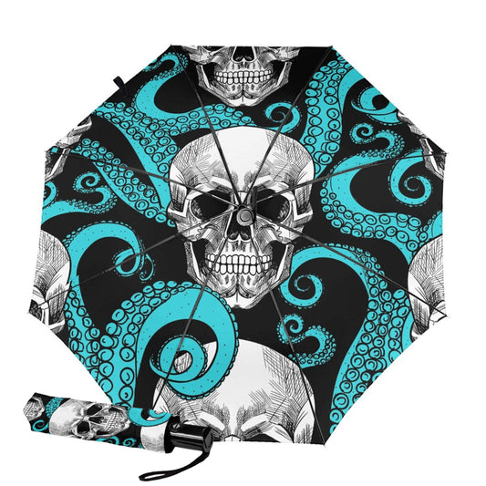 Petit parapluie pliable à imprimé tête de mort