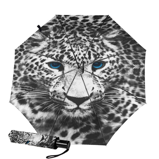 Petit parapluie compact à motif léopard des neiges