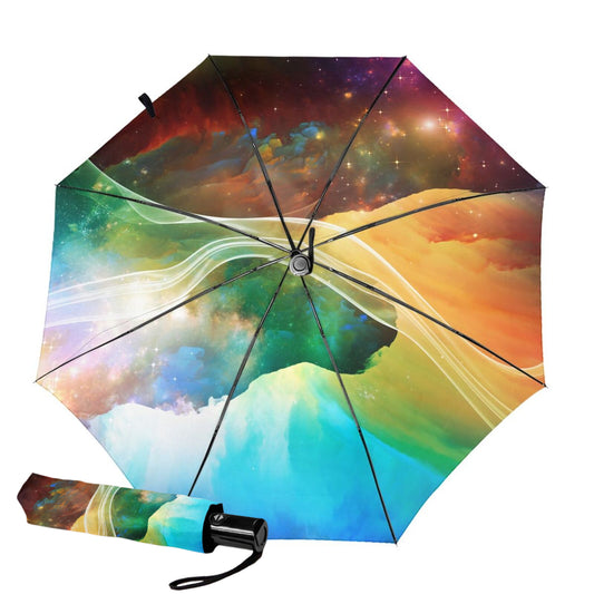 Sun Protection Automatic Open Close Small Compact Umbrella With Starry Sky Inside